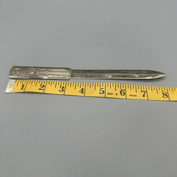 Tiffany And Co Silverplate Letter Opener Ostrich Engraving Abbott Logo Bad Condt - Picture 7 of 9